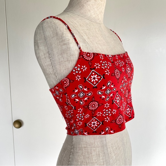 NWT Red Bandana Print Spaghetti Strap Tank Top - Picture 2 of 5